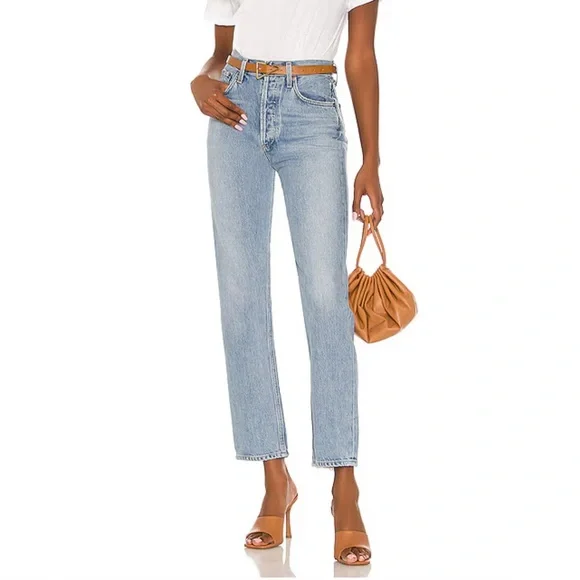 Agolde 90s Pinch Waist High Rise Jean in Soundwave - Picture 2 of 7